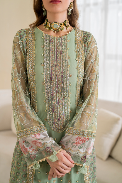Iznik | Chinnon Chiffon | CC-41 Embroidered Net - Ladies Clothes - Maria Faisal