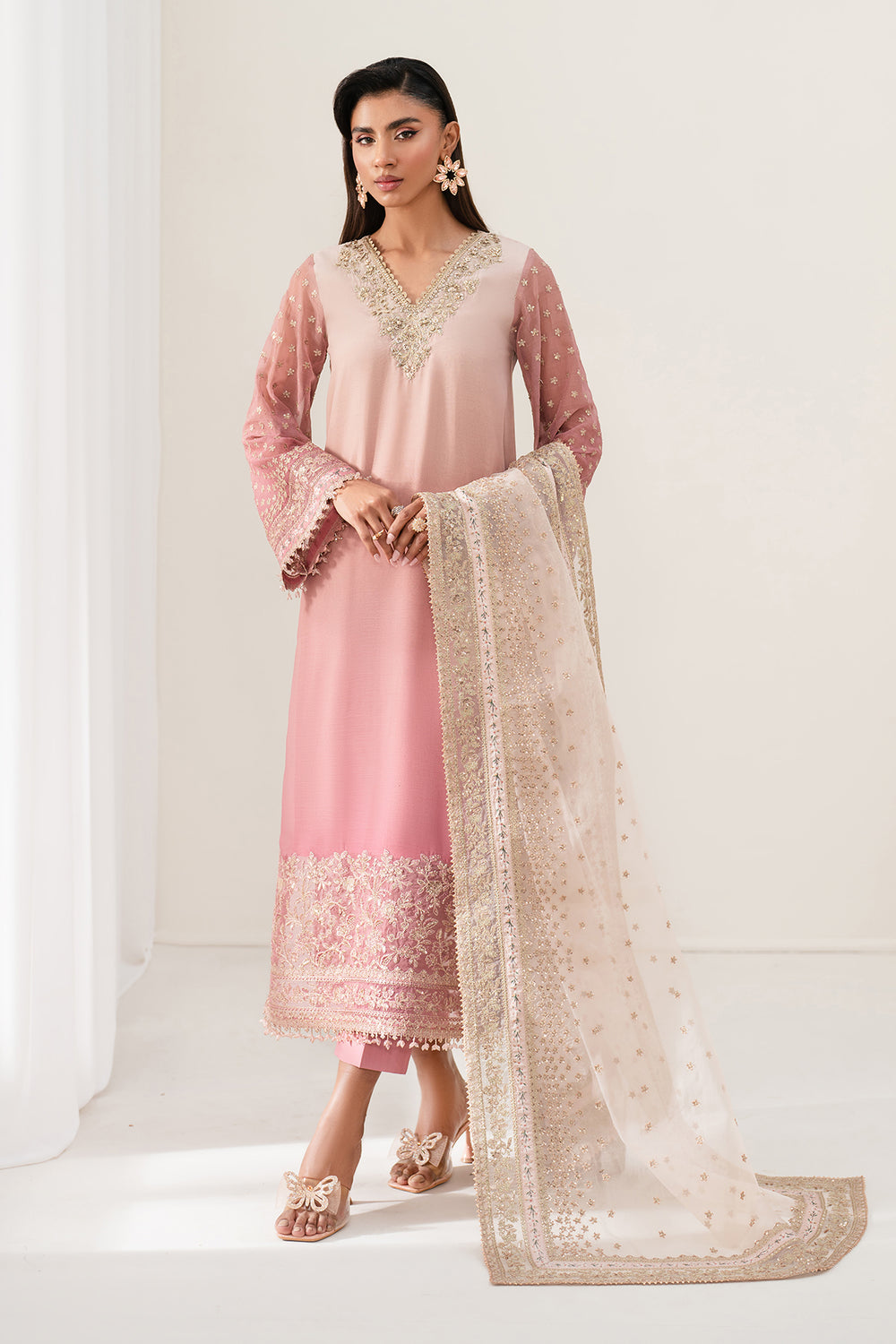 Baroque | Formals Collection | EMBROIDERED CHIFFON UF-4135 - Formal Dress - available at Maria Faisal in UK and USA.