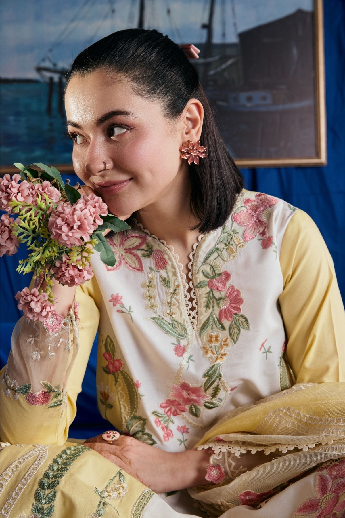 Maryam Hussain | Luxury Lawn 26 Vol 2 | Titli - Luxury Dress - available at Maria Faisal in UK and USA.