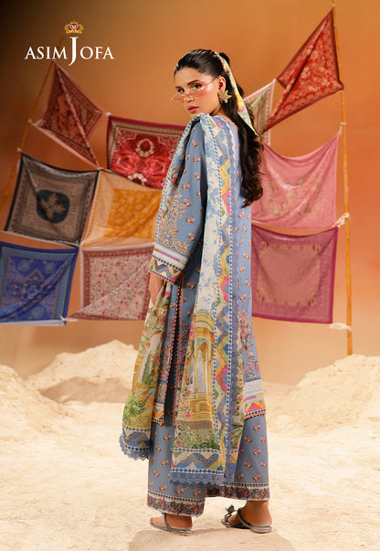 Asim Jofa | Summer Rhapsody | AJUBU-11 Printed Embroidered Lawn - Ladies Clothes - Maria Faisal