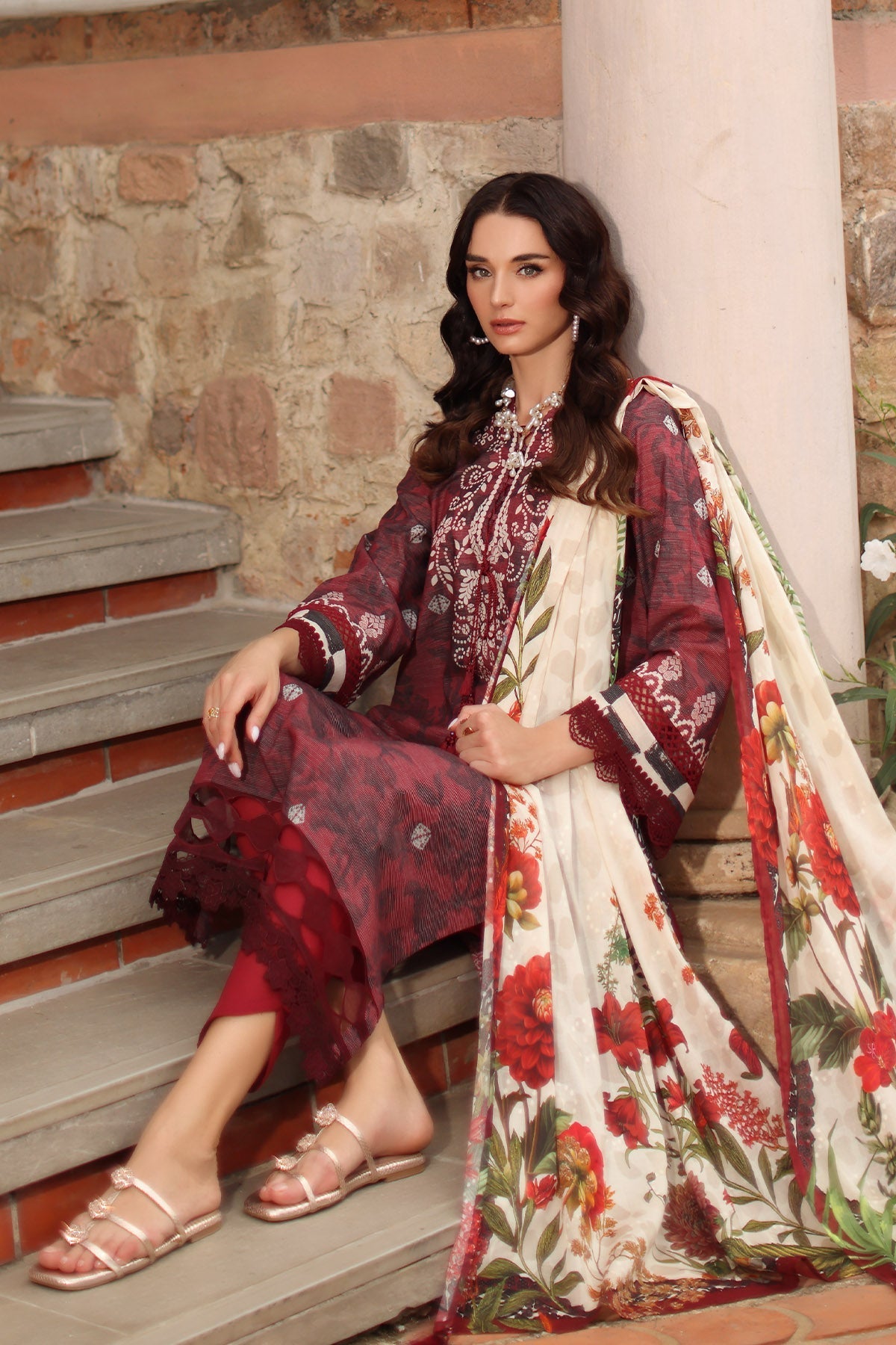 Nureh | Signature Prints 26 | SP-208 - Luxury Dress - available at Maria Faisal in UK and USA.