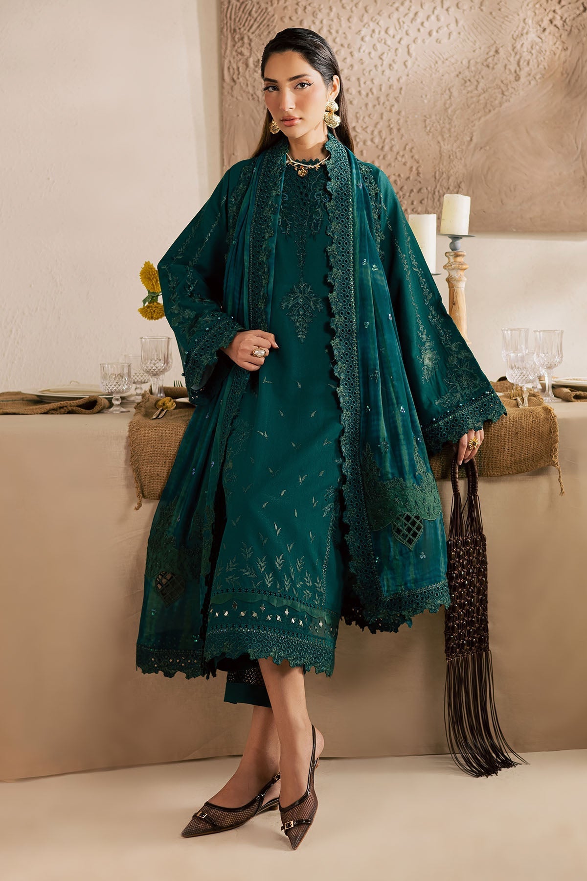Nureh | Karandi Collection | NE-220 - Luxury Dress - available at Maria Faisal in UK and USA.