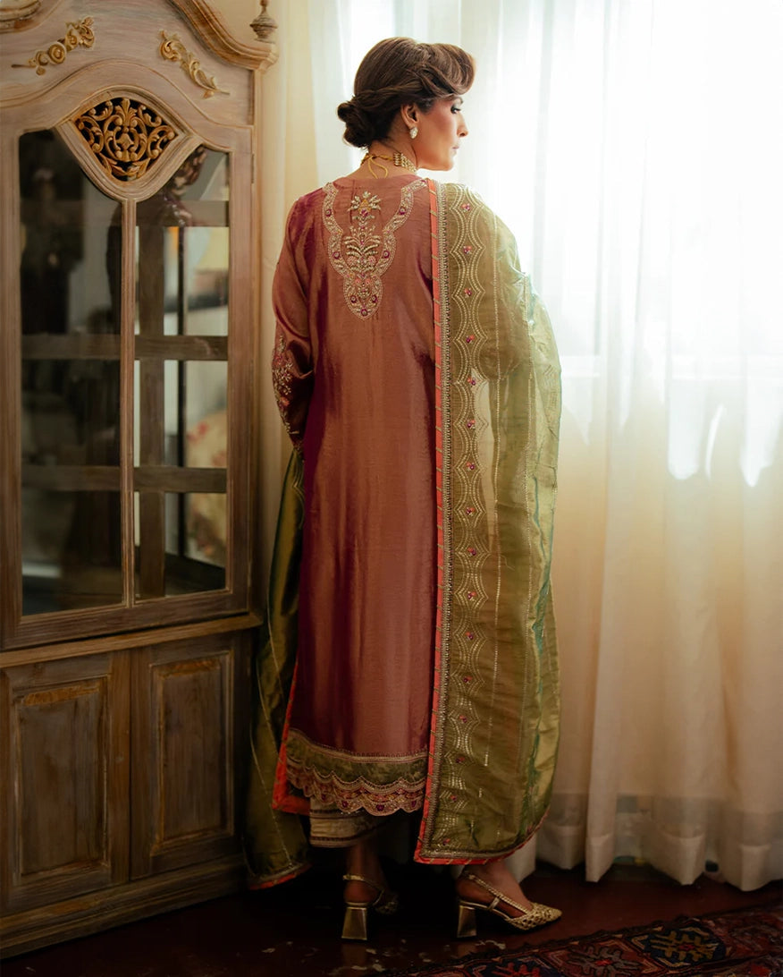 Mushq | Sunehri Lama Silk | Seema - Formal Dress - available at Maria Faisal in UK and USA.