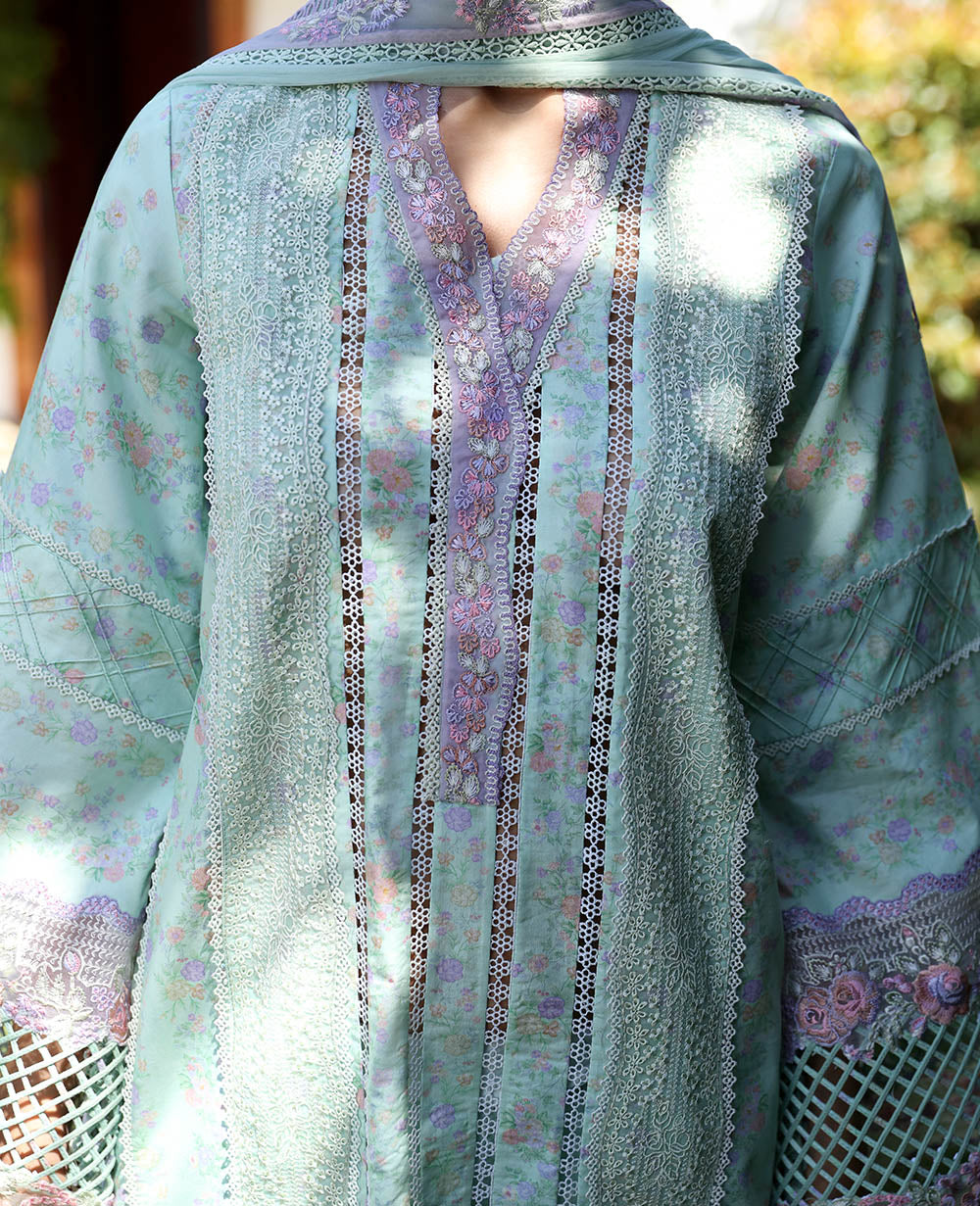 Republic Womenswear | Aylin Summer Lawn 24 | Rosa (D8-A) - Designer Dress with Intricate embroidery and embellishments. Shop elegent wedding dress at Maria Faisal.