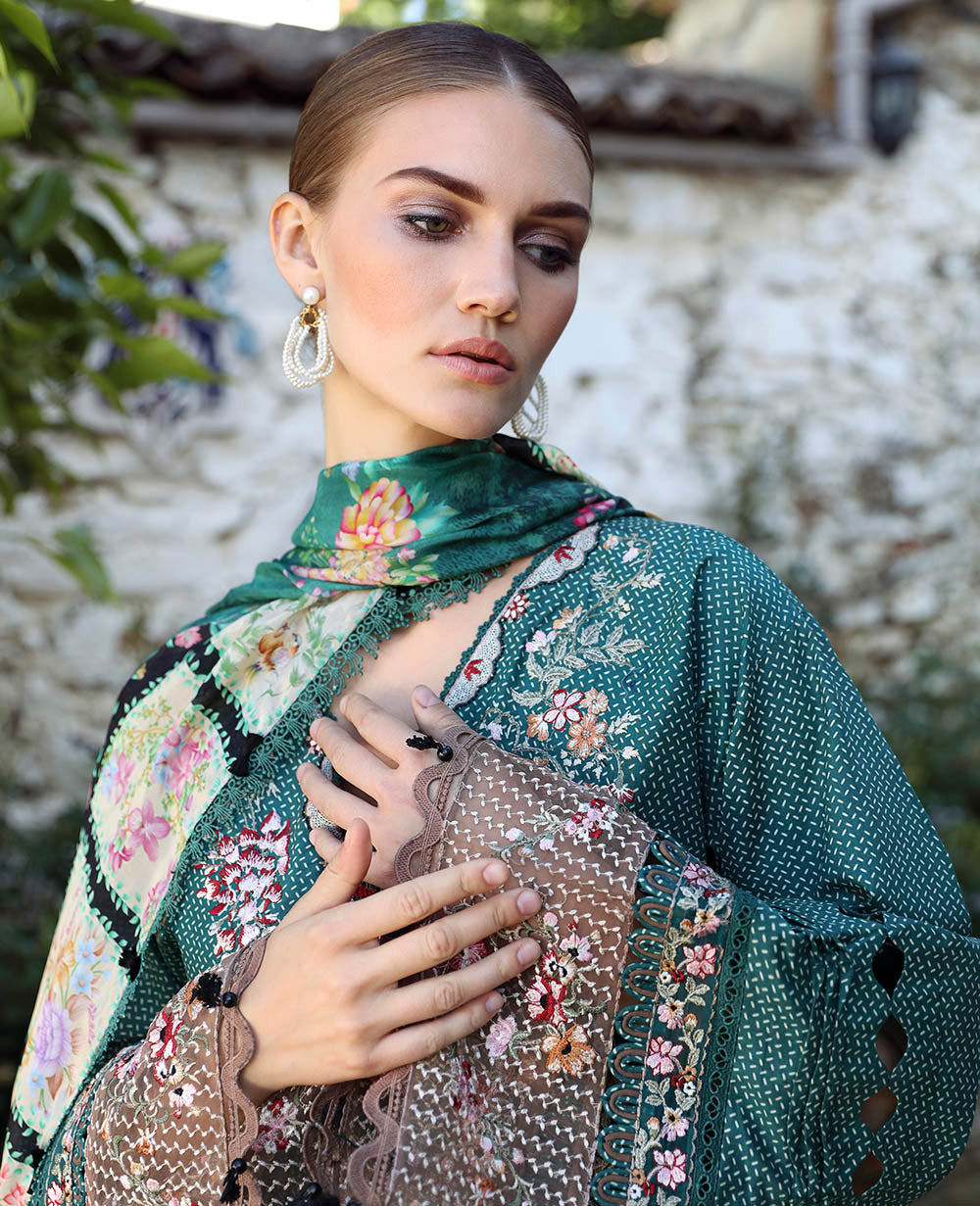 Republic Womenswear | Aylin Summer Lawn 24 | Fleur (D2-B) - Designer Dress with Intricate embroidery and embellishments. Shop elegent wedding dress at Maria Faisal.
