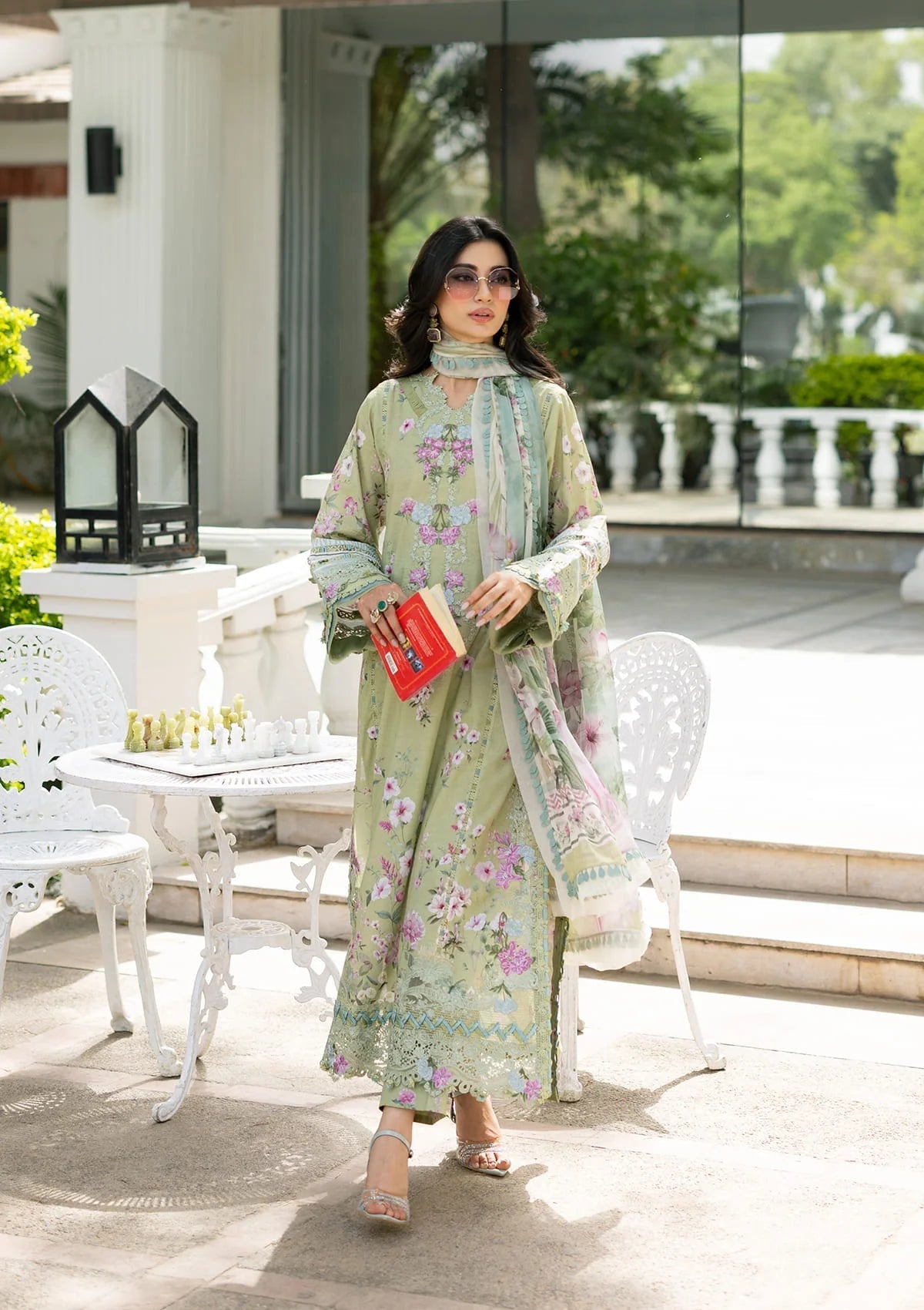 Elaf Premium | Signature Embroidered Lawn with Chiffon Collection 26 | ESG-6A JADE - Luxury Dress - available at Maria Faisal in UK and USA.
