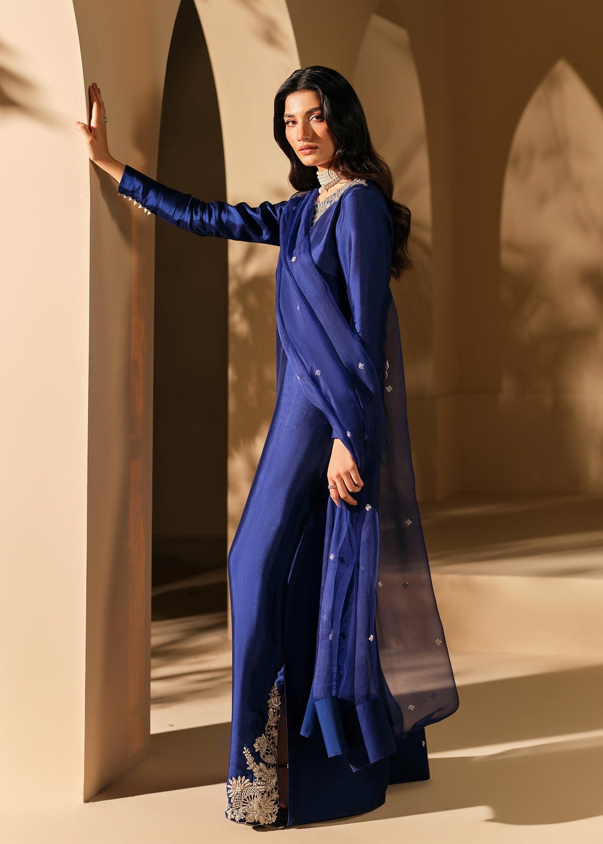 Mahum Asad | The Shadow Line | Eclipse - Formal Dress - available at Maria Faisal in UK and USA.