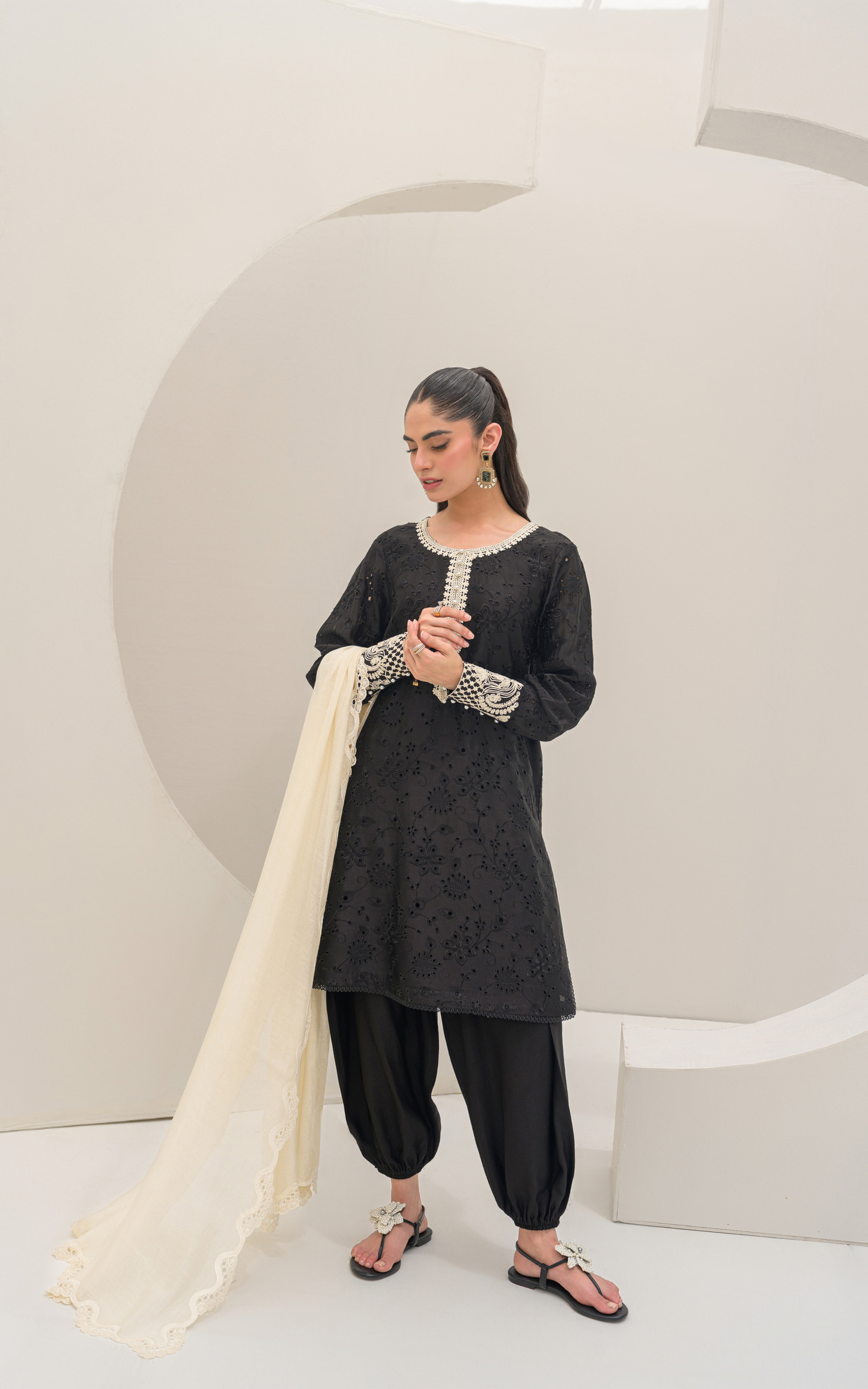 Sana Abbas | Ara Eid Luxe | Noir - Luxury Dress - available at Maria Faisal in UK and USA.