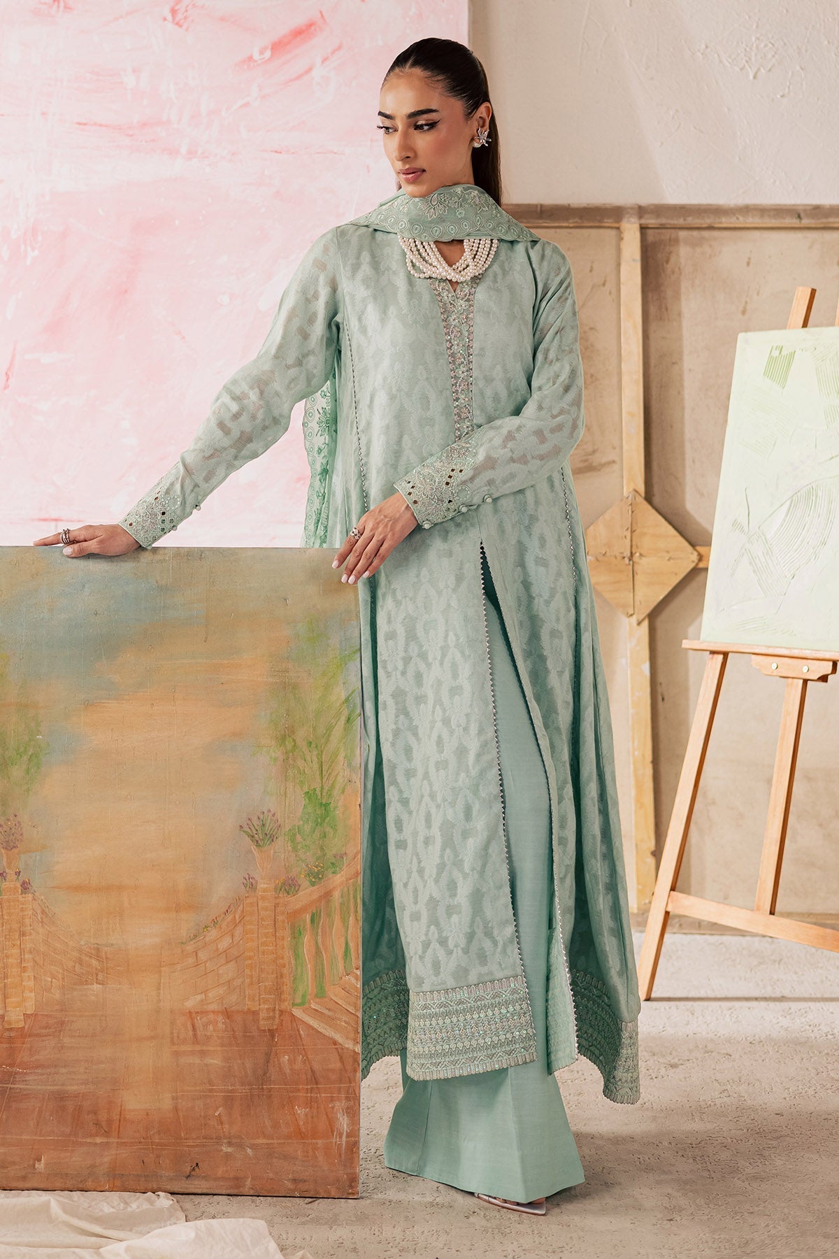 Nureh | Shades of Summer | NP-753 - Luxury Dress - available at Maria Faisal in UK and USA.