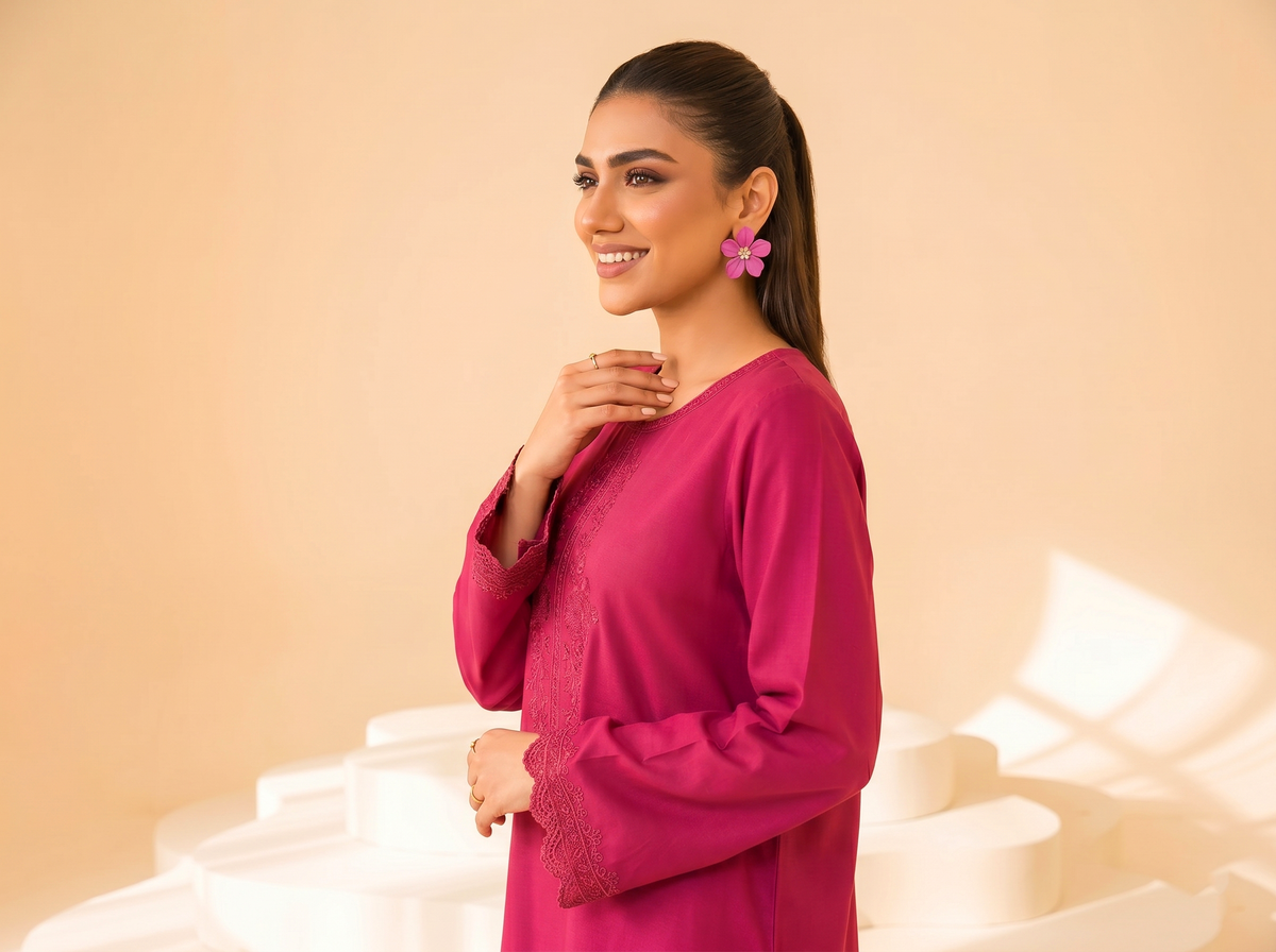 Faiza Faisal | FNF Cords Edit |PINK CARNATION - Casual Dress - available at Maria Faisal in UK and USA.