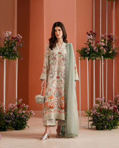 Faiza Saqlain | Roim Silk Edit | Tayma - Luxury Dress - available at Maria Faisal in UK and USA.