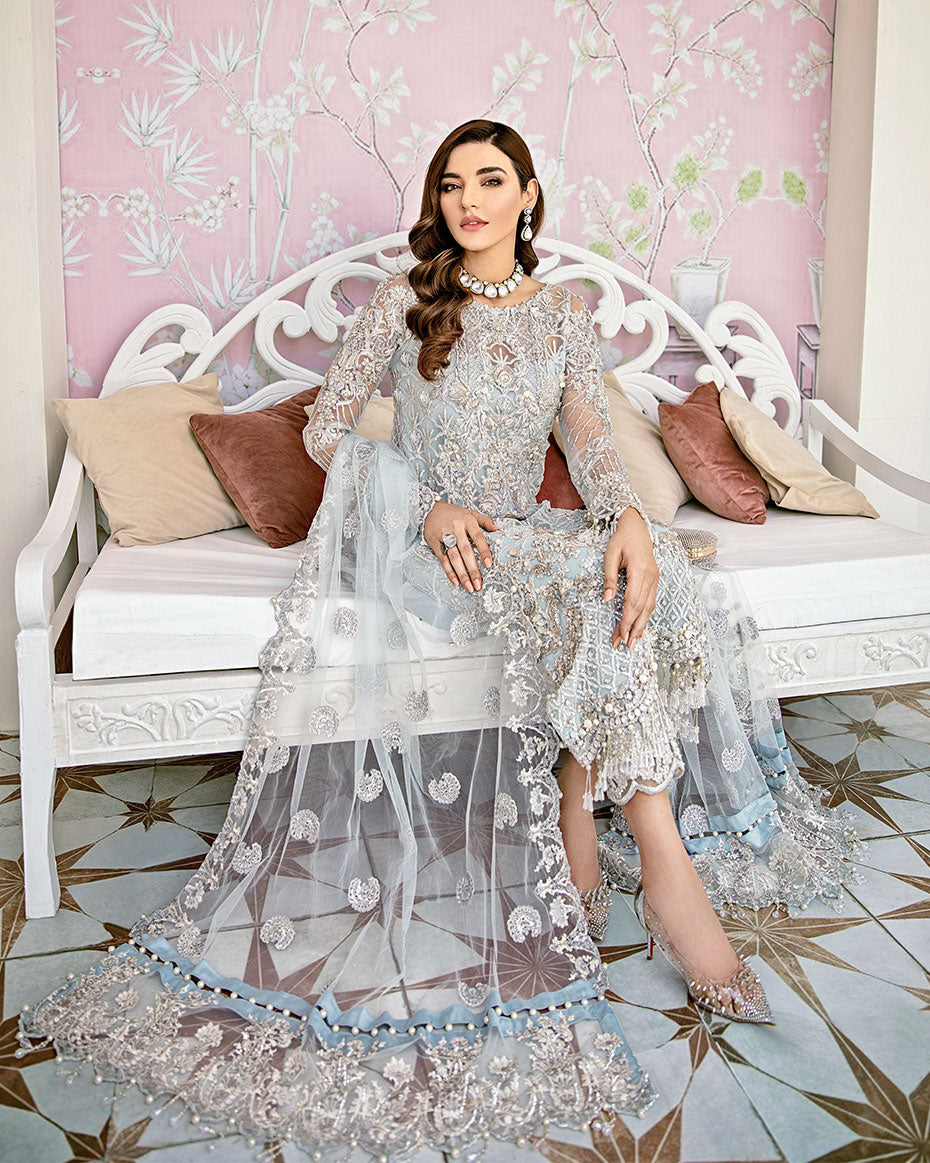 Gulaal | Wedding Formals | Avenir Embroidered Net 3-Piece Suit WS-01 - Designer Dress with Intricate embroidery and embellishments. Shop elegent wedding dress at Maria Faisal.