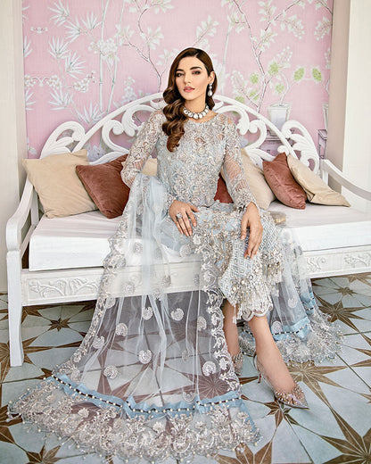 Gulaal | Wedding Formals | Avenir Embroidered Net 3-Piece Suit WS-01 - Designer Dress with Intricate embroidery and embellishments. Shop elegent wedding dress at Maria Faisal.
