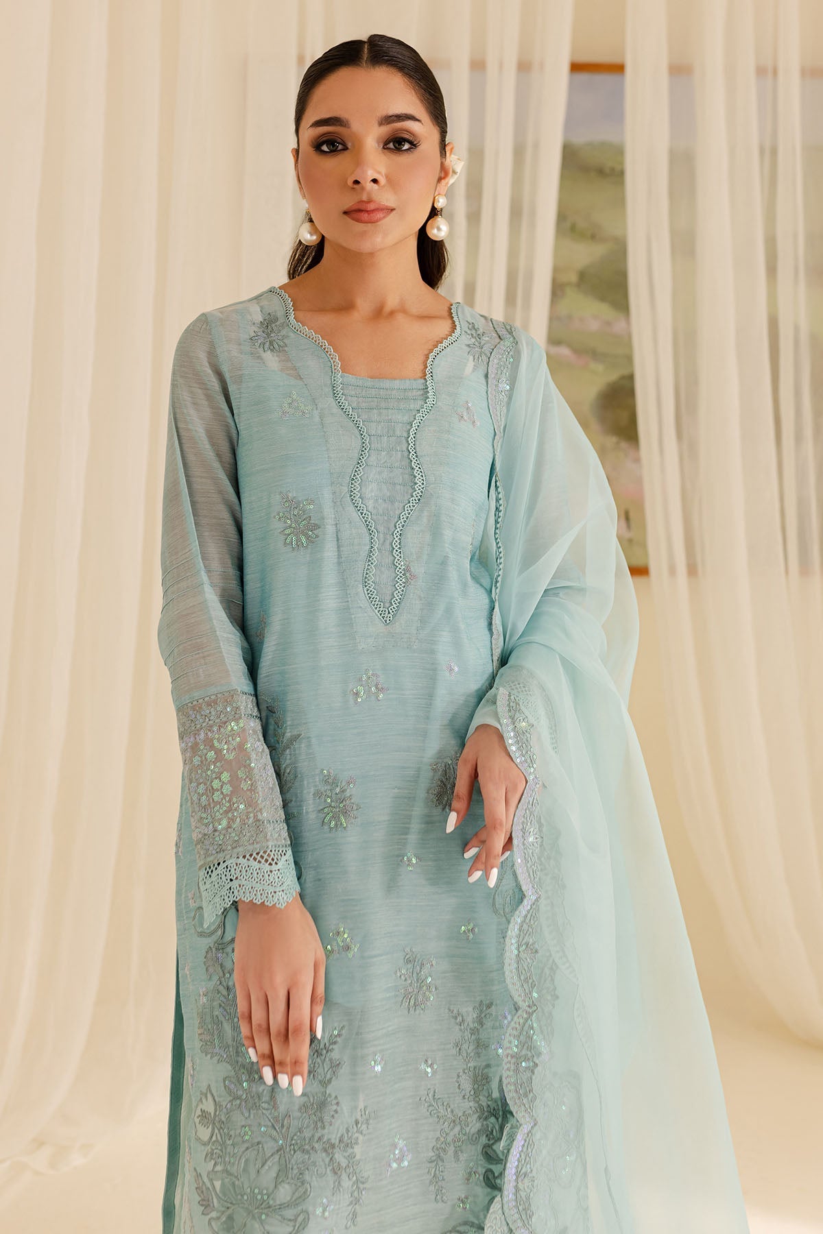 Nureh | Shades of Summer | NP-598 - Luxury Dress - available at Maria Faisal in UK and USA.