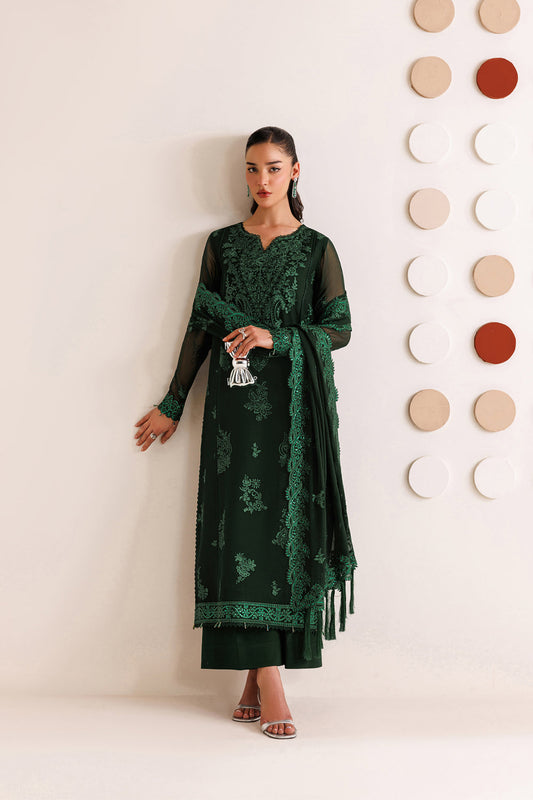 Farasha | Chiffon Threads 26 | Emerald Leaf - Formal Dress - available at Maria Faisal in UK and USA.