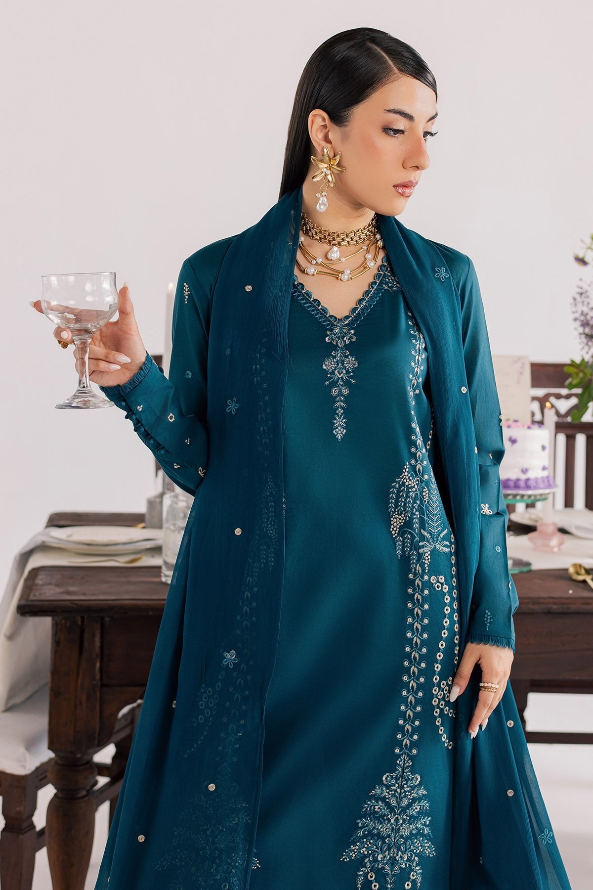 Nureh | Shades of Summer | NP-809 - Luxury Dress - available at Maria Faisal in UK and USA.