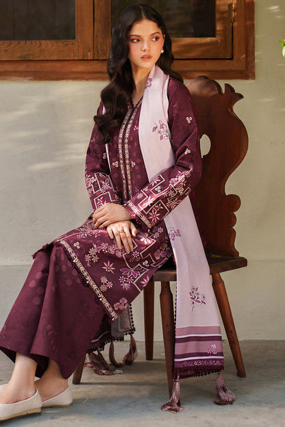 Farasha | Meline Premium Viscose 25 | Mauve Cream - Luxury Dress - available at Maria Faisal in UK and USA.