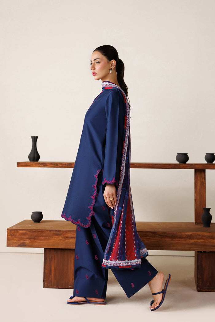 Farasha | Summer Melody 26 | Indigo Grace - Casual Dress - available at Maria Faisal in UK and USA.