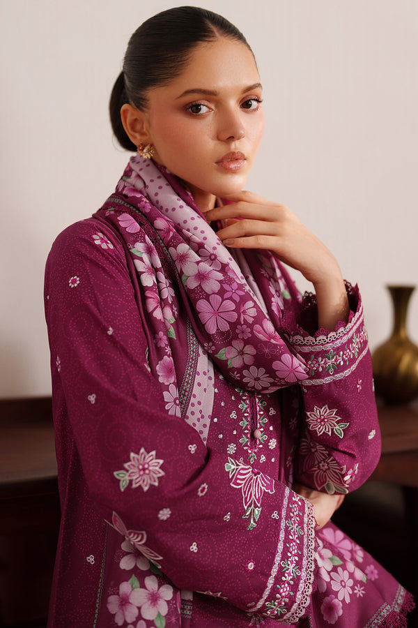Farasha | Meline Premium Viscose 25 | Berry Blush - Luxury Dress - available at Maria Faisal in UK and USA.