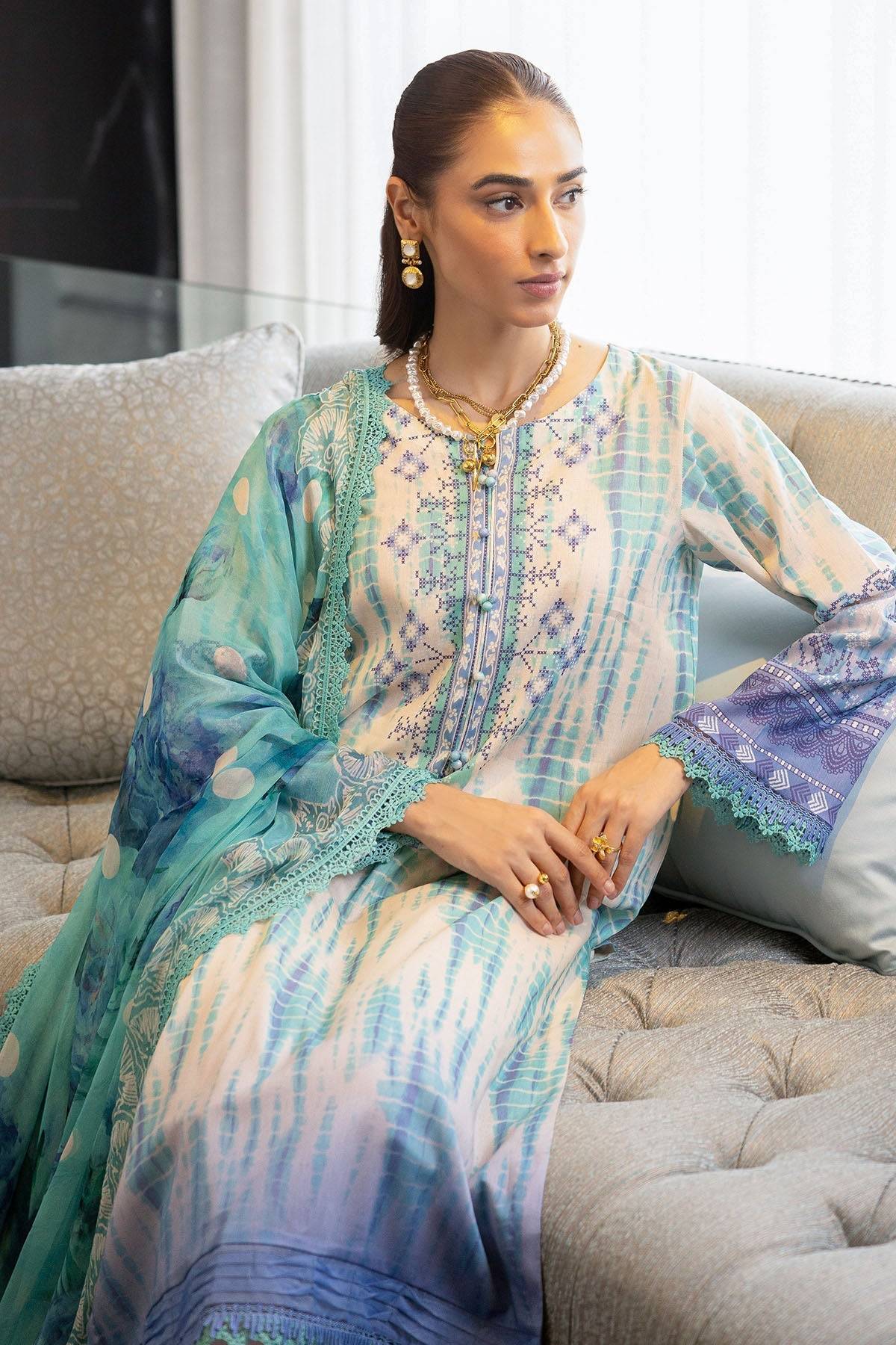 Nureh | Printed lawn 25 | SP-117 by Maria Faisal - Registered Vendor of : Nureh - type : Ladies Clothes - 100% original wedding dresses