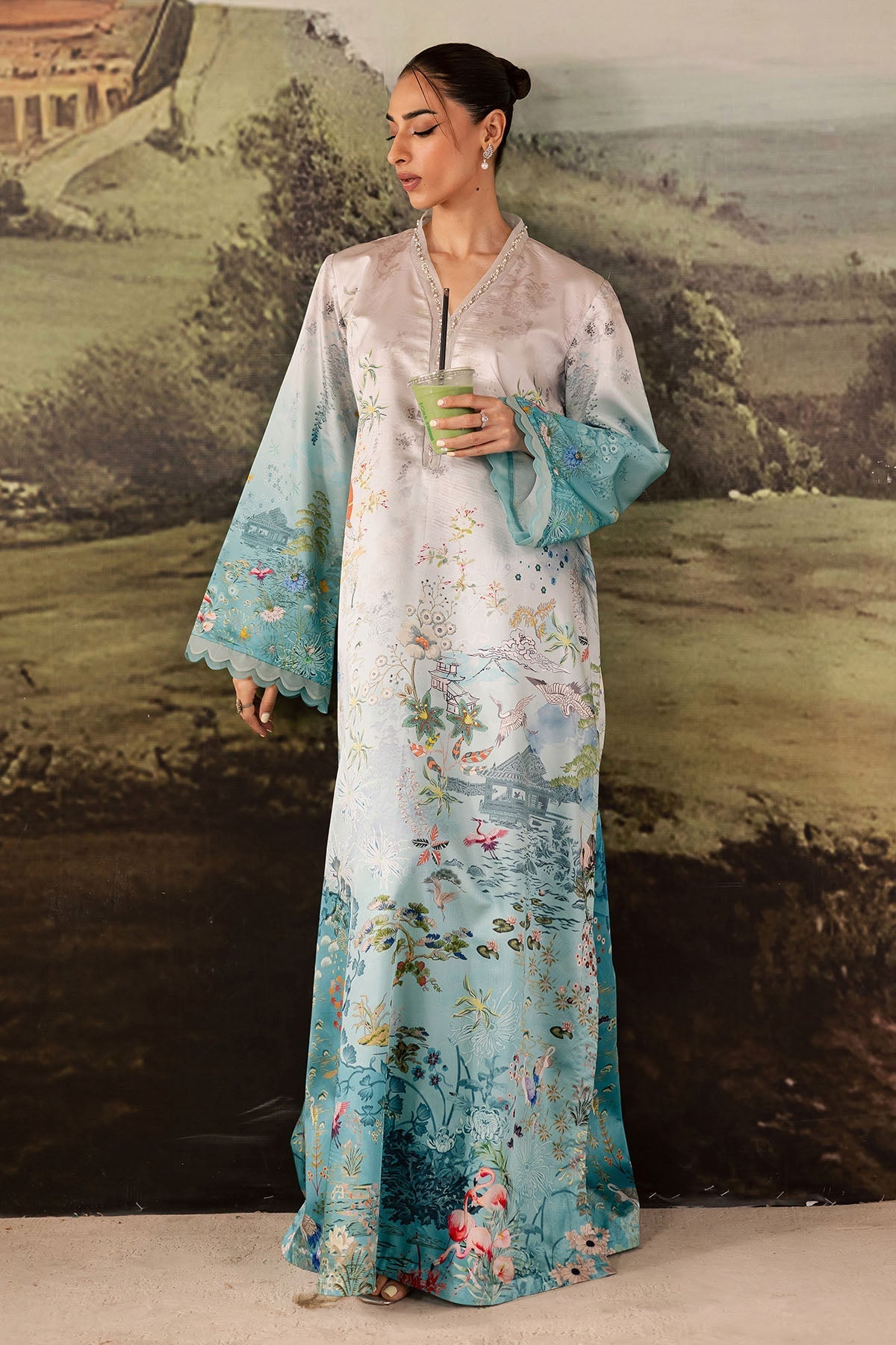 Nureh | Shades of Winter | NP-672 - Casual Dress - available at Maria Faisal in UK and USA.