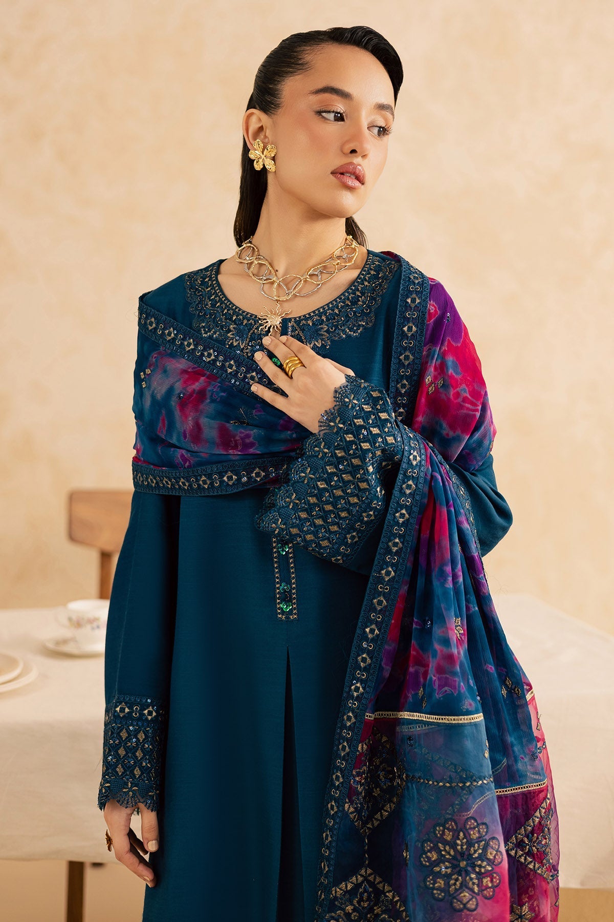 Nureh | Shades of Summer | NP-695 - Luxury Dress - available at Maria Faisal in UK and USA.