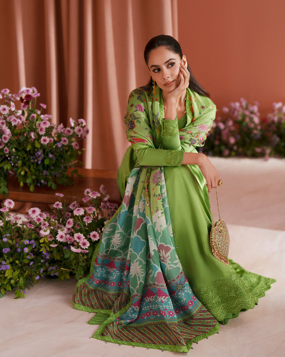 Faiza Saqlain | Roim Silk Edit | Gomana - Luxury Dress - available at Maria Faisal in UK and USA.