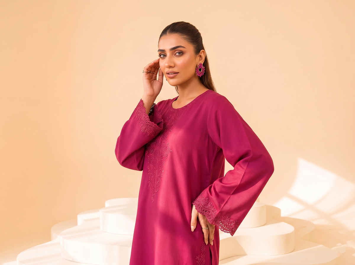 Faiza Faisal | FNF Cords Edit |PINK CARNATION - Casual Dress - available at Maria Faisal in UK and USA.