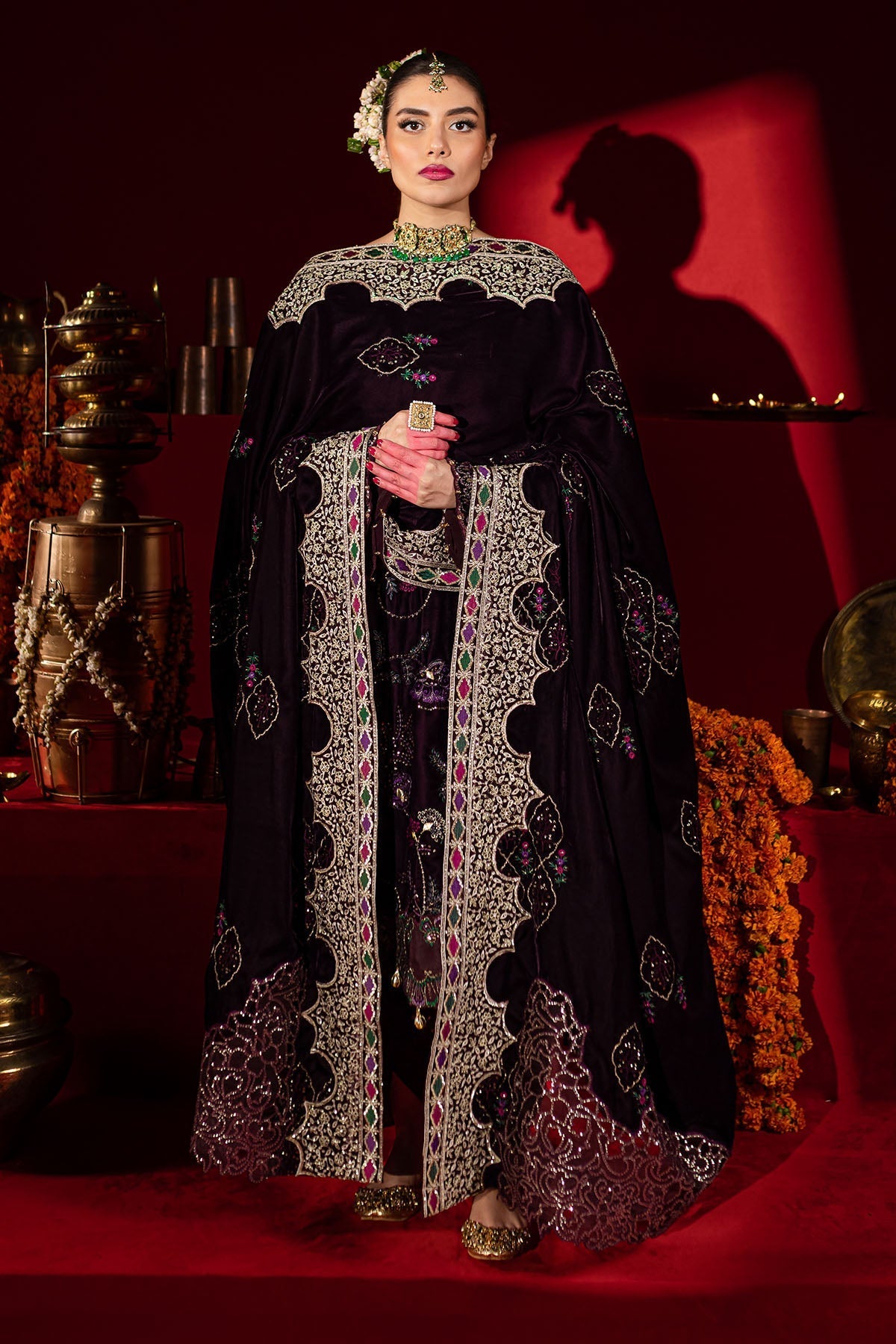 Nureh | Maya Velvet | NW-91 - Formal Dress - available at Maria Faisal in UK and USA.