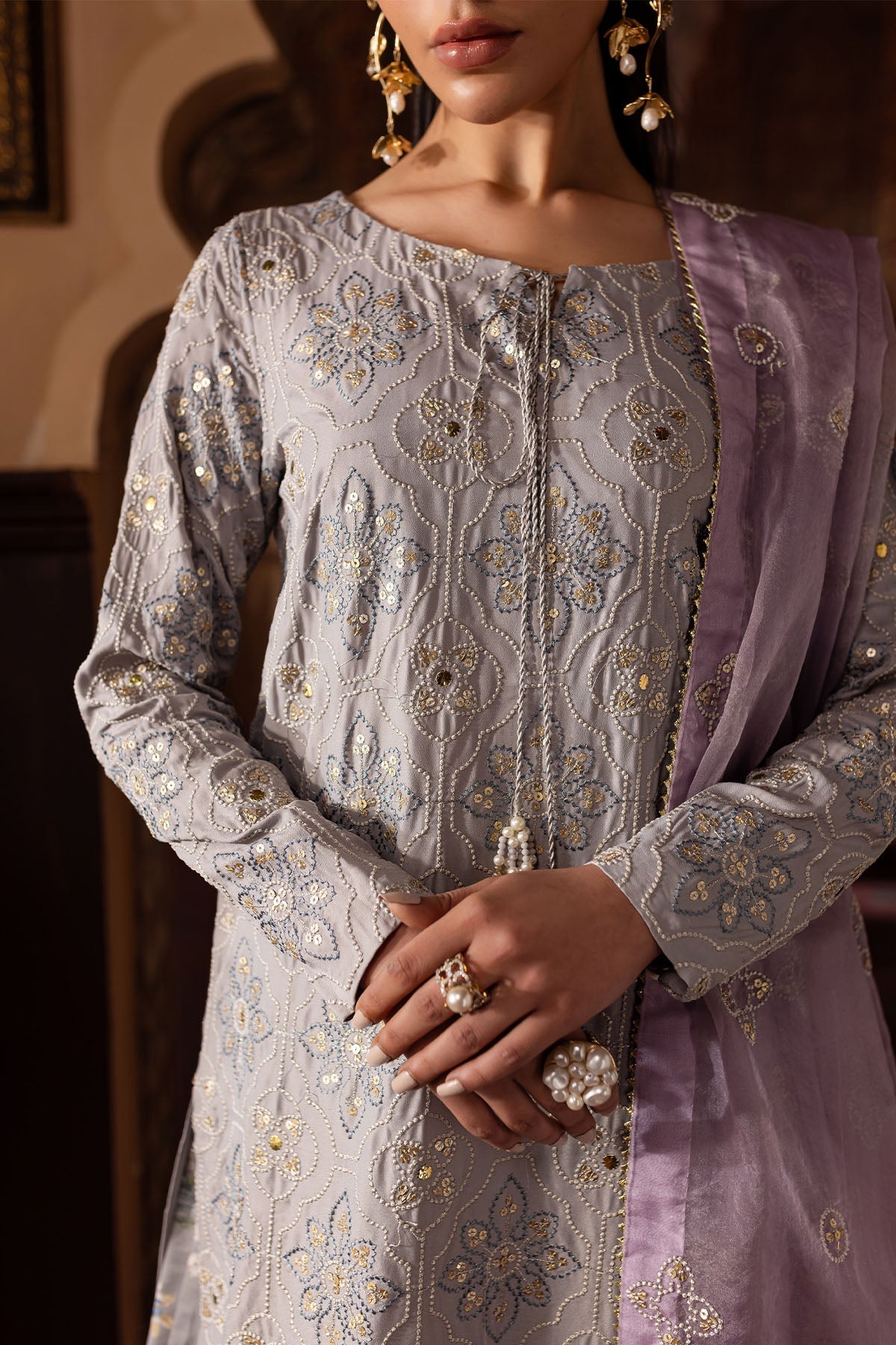Nureh | Nur Mahal Formals | NE-142 - Designer Dress with Intricate embroidery and embellishments. Shop elegent wedding dress at Maria Faisal.