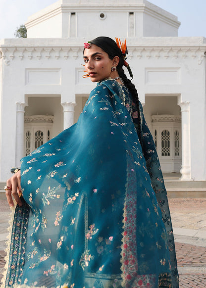 Hussain Rehar | Kalabagh Luxury Lawn 26 | Azraq - Luxury Dress - available at Maria Faisal in UK and USA.