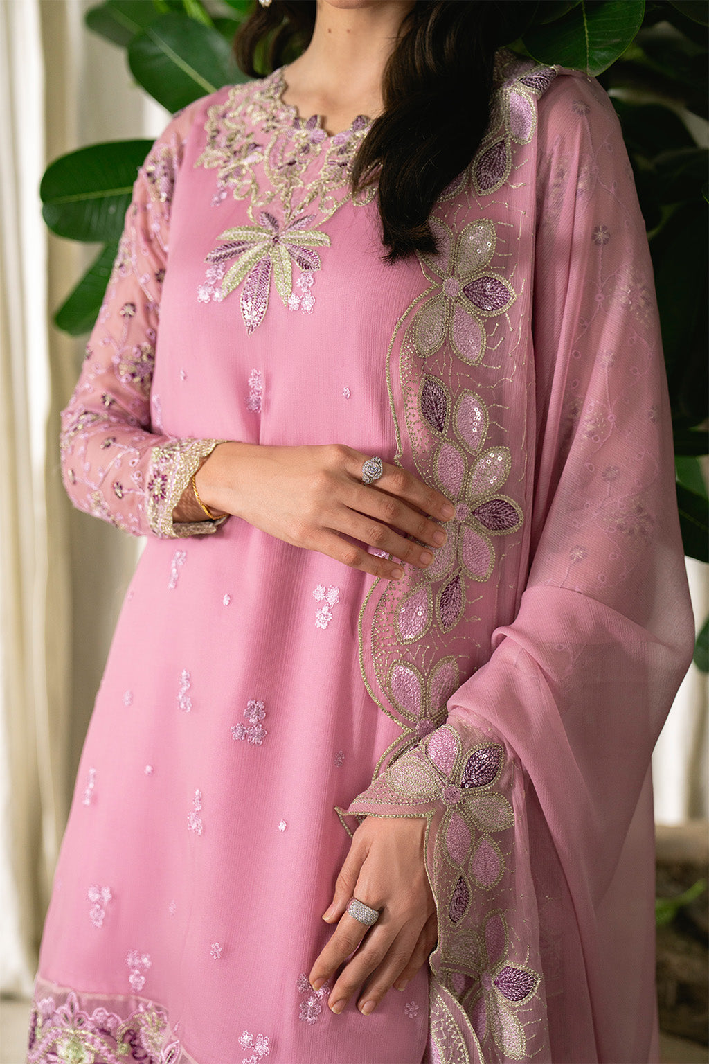 Neeshay | Ready to Wear Chiffon | RTW-CHFN-01 LILAC - Ladies Clothes - Maria Faisal