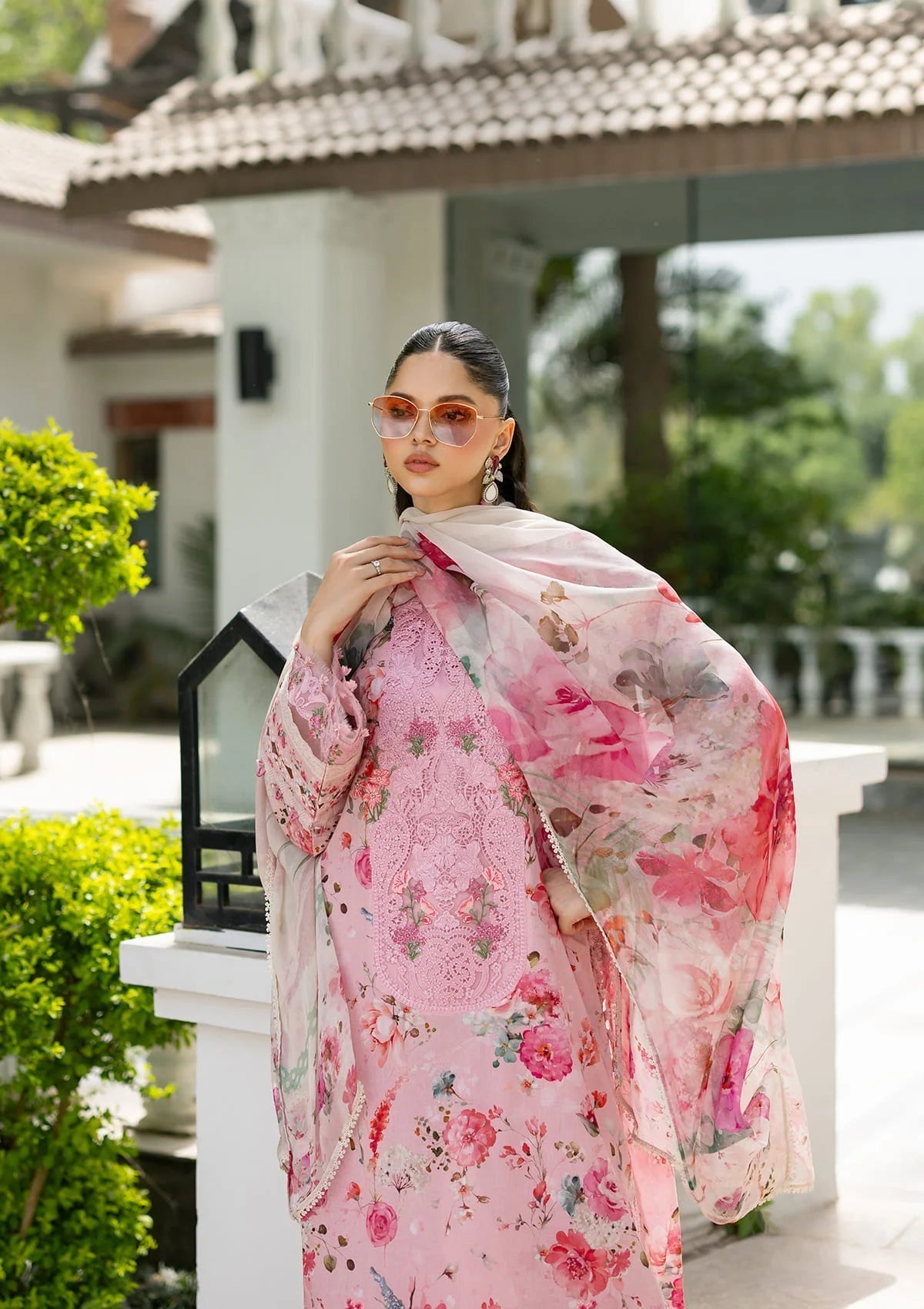 Elaf Premium | Signature Embroidered Lawn with Chiffon Collection 26 | ESG-4B MIRA - Luxury Dress - available at Maria Faisal in UK and USA.