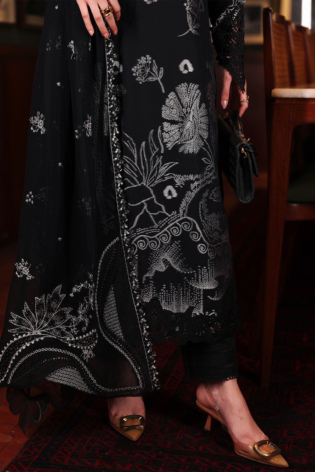 Nureh | Exclusive Jacquard | NE-227 - Luxury Dress - available at Maria Faisal in UK and USA.