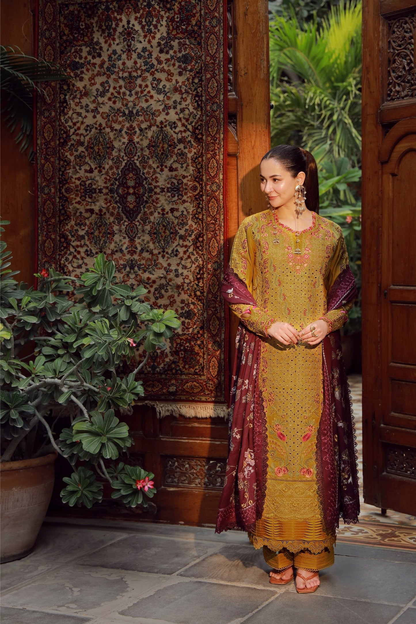Maryam Hussain | Winter Shawl 25 | Soz - Formal Dress - available at Maria Faisal in UK and USA.