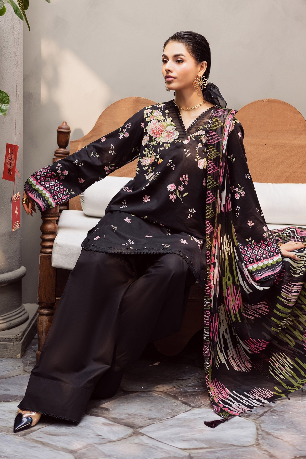 Nureh | Signature Prints 26 | SP-162 - Luxury Dress - available at Maria Faisal in UK and USA.