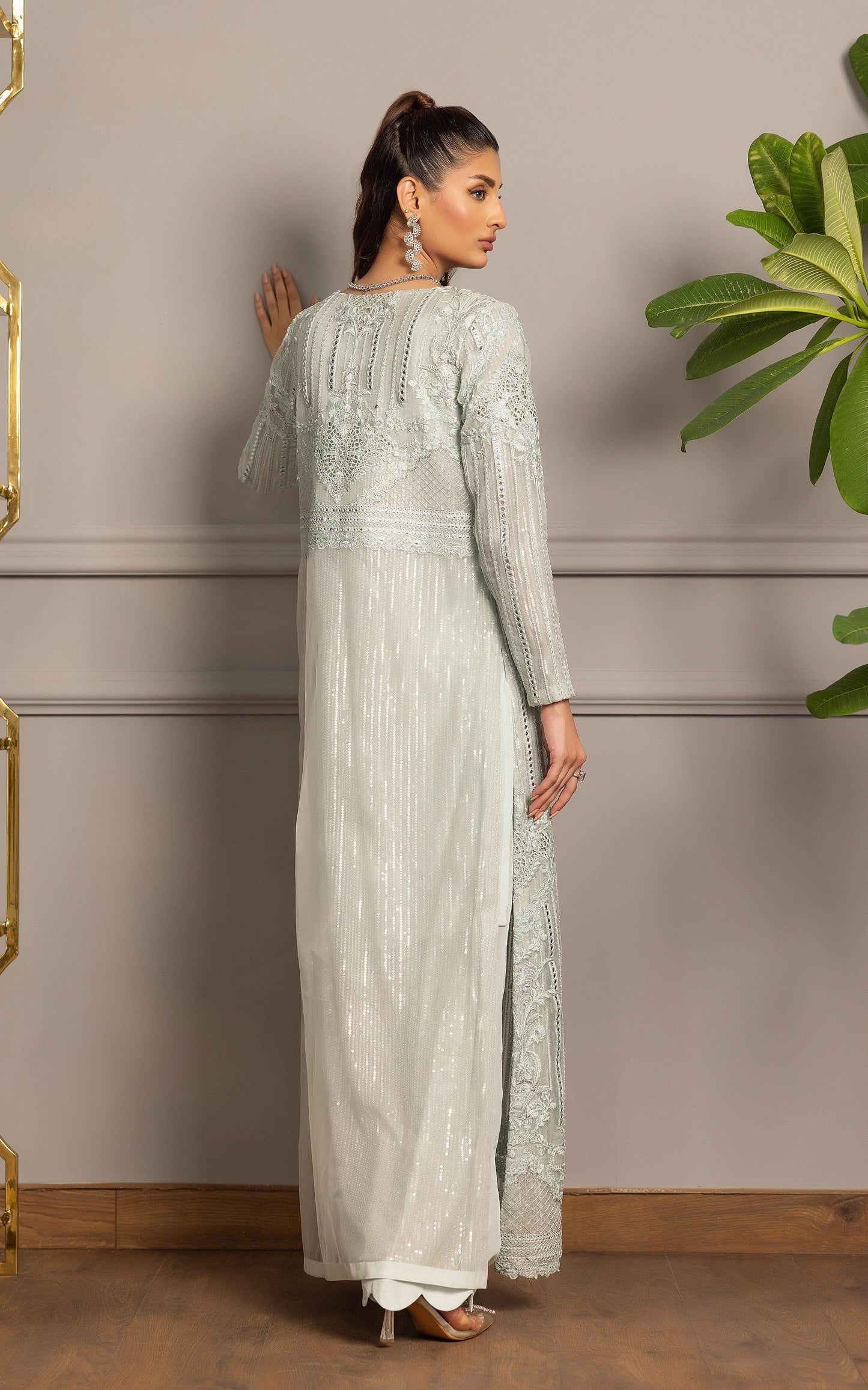 Threads and Motifs | Formal Dresses 25 | Organza Embroidered Jacket With Inner - Ladies Clothes - Maria Faisal