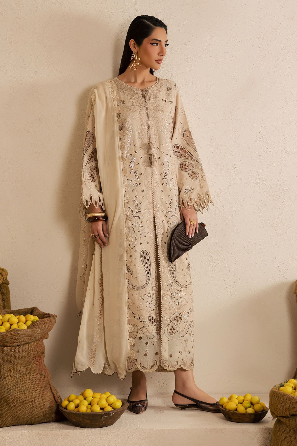 Nureh | Karandi Collection | NE-218 - Luxury Dress - available at Maria Faisal in UK and USA.