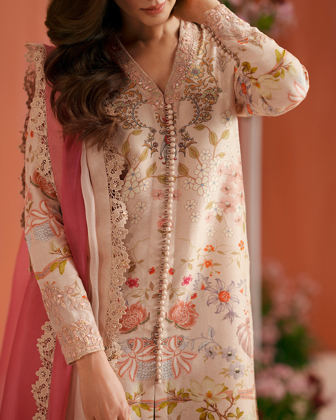 Faiza Saqlain | Roim Silk Edit | Nermin - Luxury Dress - available at Maria Faisal in UK and USA.