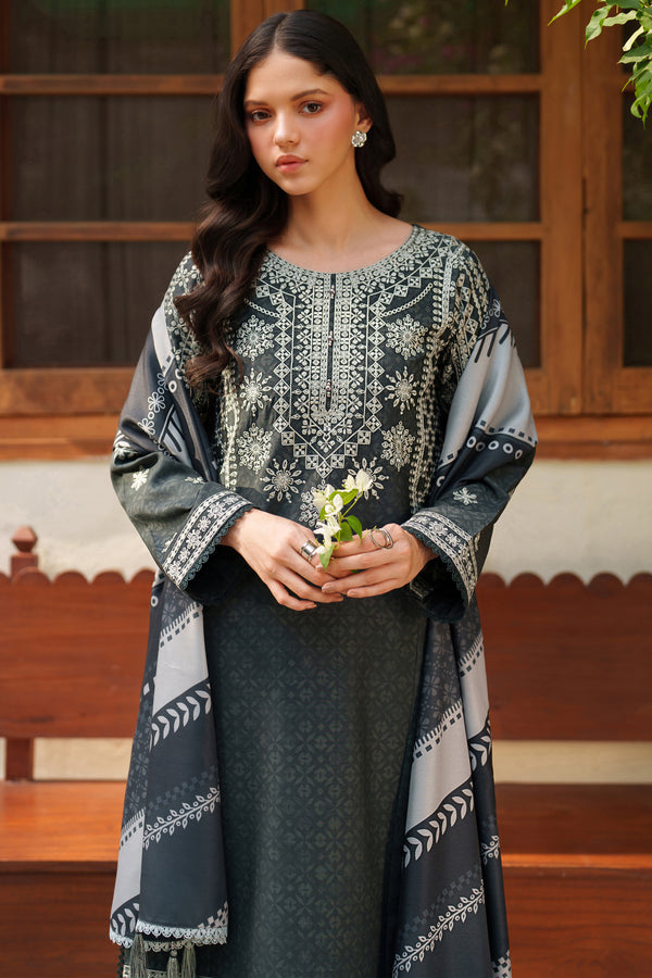 Farasha | Meline Premium Viscose 25 | Slate Gray - Luxury Dress - available at Maria Faisal in UK and USA.