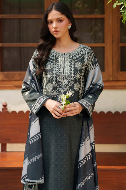 Farasha | Meline Premium Viscose 25 | Slate Gray - Luxury Dress - available at Maria Faisal in UK and USA.