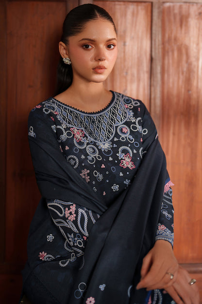 Farasha | Meline Premium Viscose 25 | Night Oak - Luxury Dress - available at Maria Faisal in UK and USA.