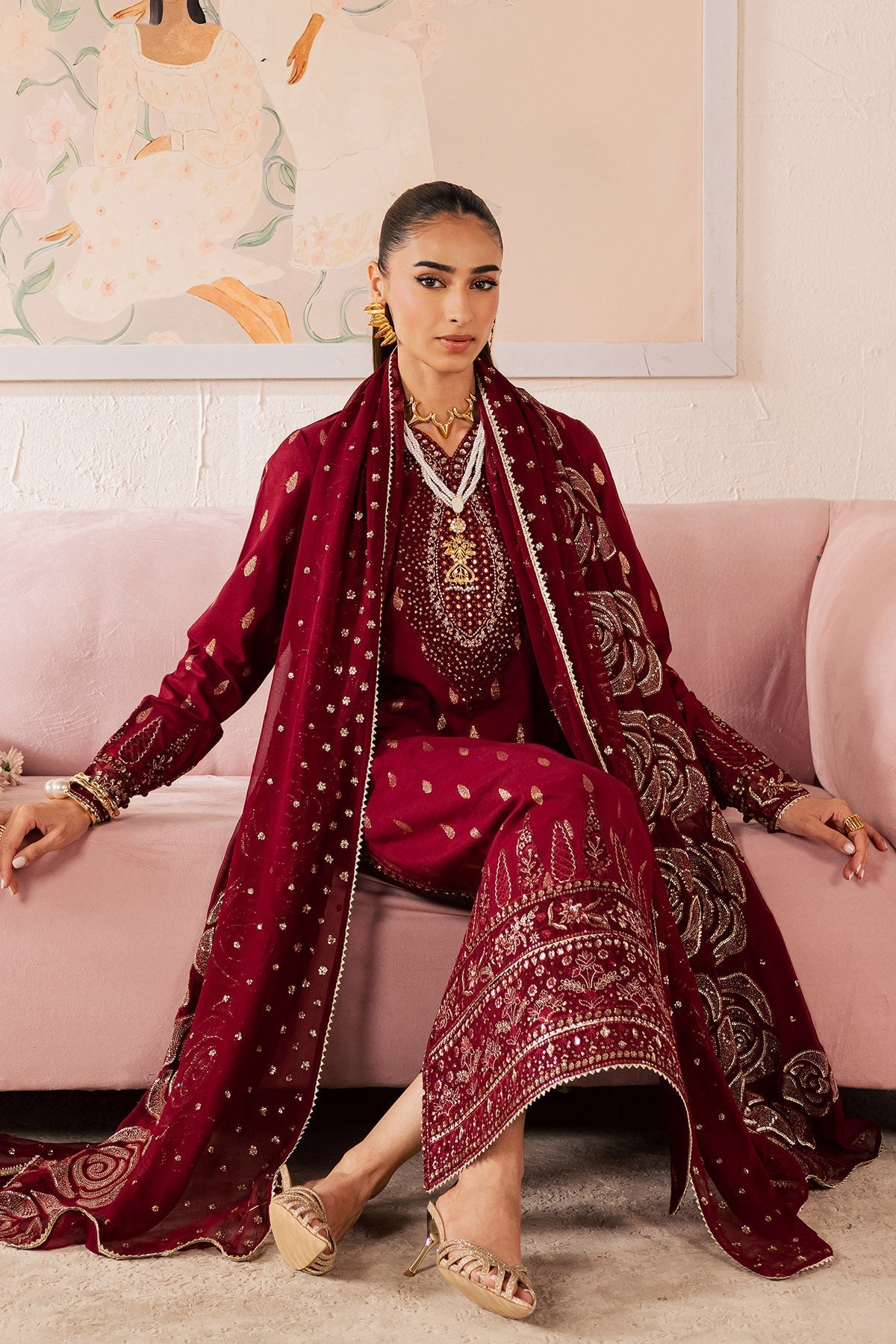 Nureh | Shades of Summer | NP-754 - Luxury Dress - available at Maria Faisal in UK and USA.