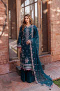 Farasha | Dastoor Embroidered Lawn SS24 | EMERALD CHARM - Waniyas