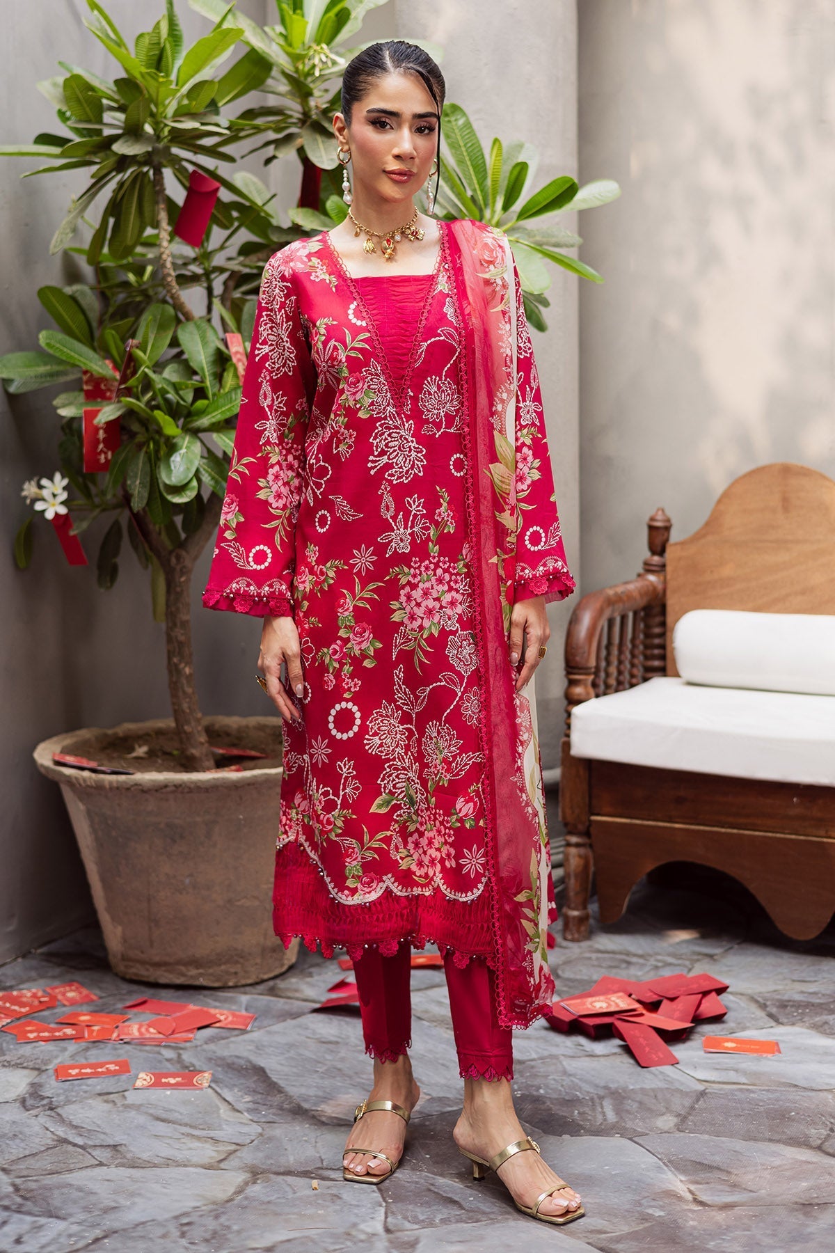 Nureh | Signature Prints 26 | SP-160 - Luxury Dress - available at Maria Faisal in UK and USA.