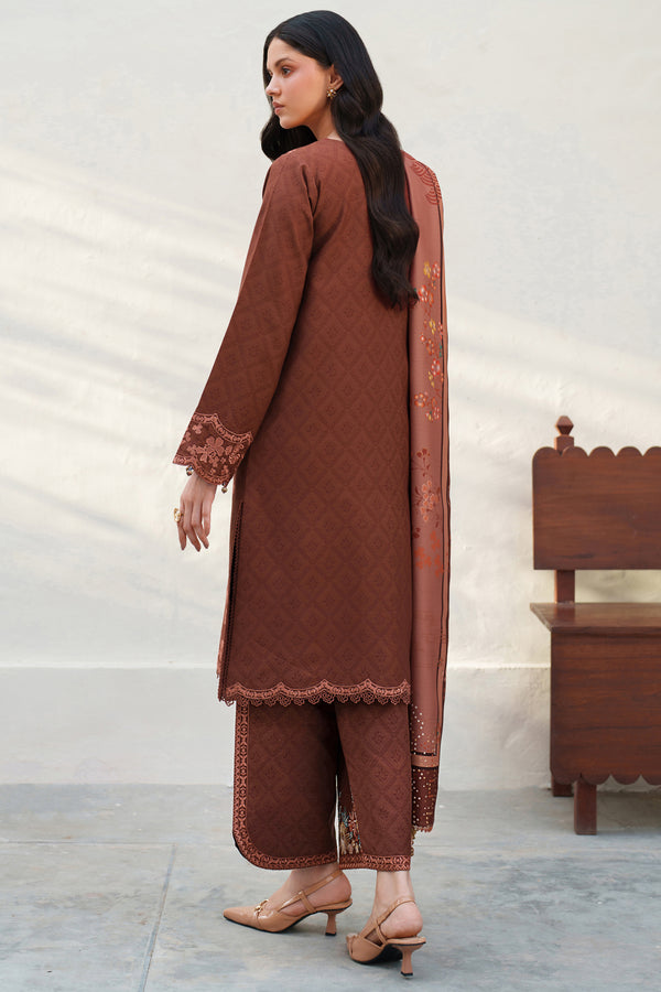 Farasha | Meline Premium Viscose 25 | Brown Clay - Luxury Dress - available at Maria Faisal in UK and USA.