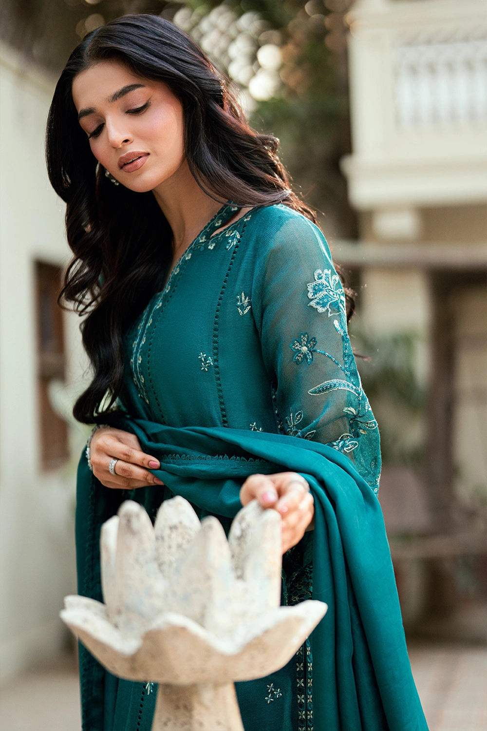 Azure | Vogue Formals | Emerald Empress - Formal Dress - available at Maria Faisal in UK and USA.