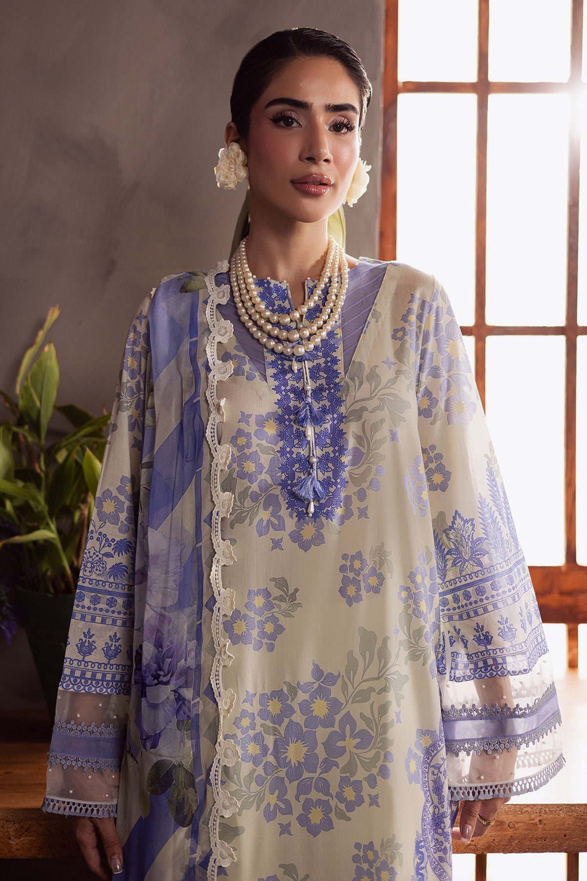Nureh | Signature Prints 26 | SP-159 - Luxury Dress - available at Maria Faisal in UK and USA.