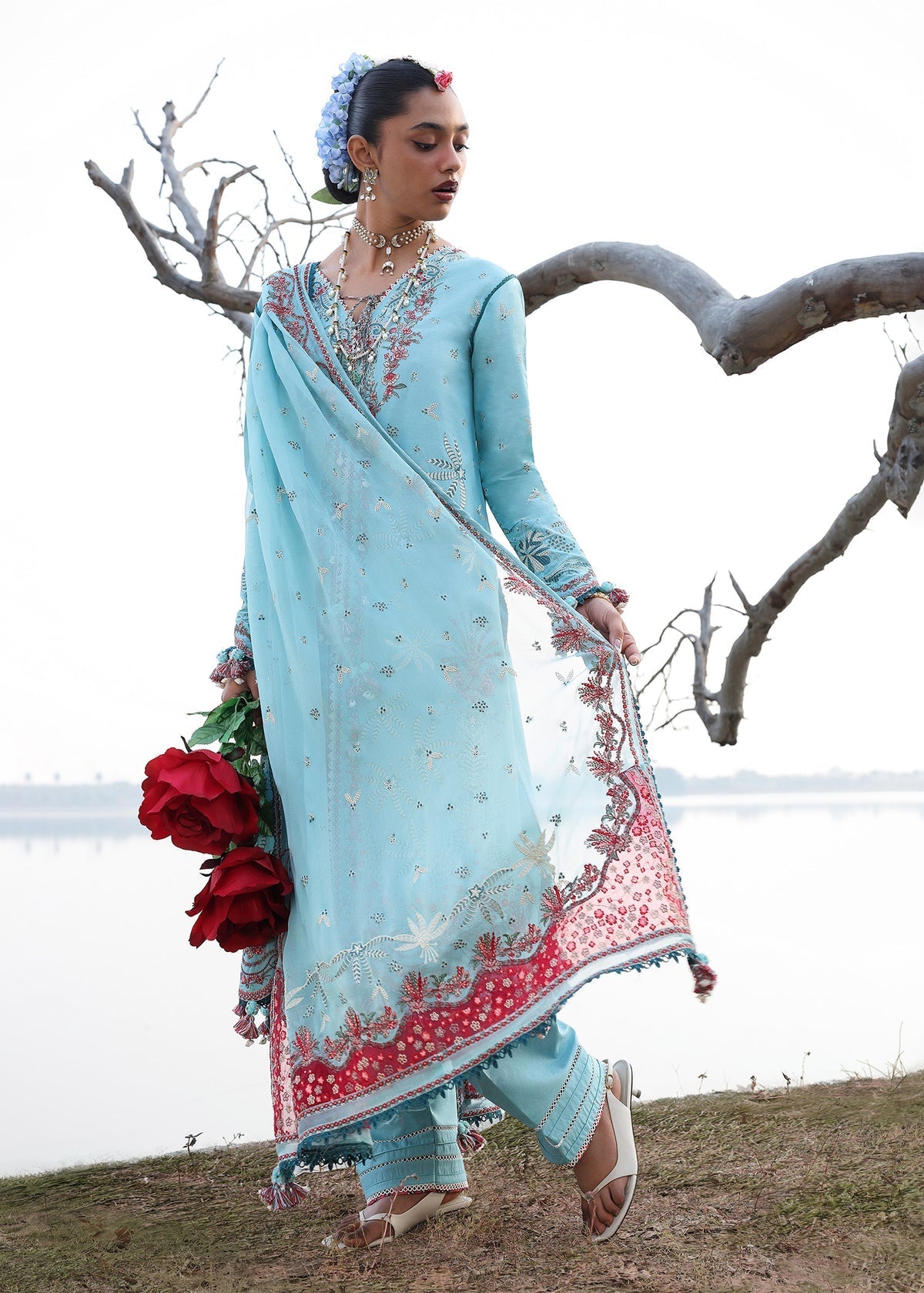 Hussain Rehar | Kalabagh Luxury Lawn 26 | Sepher - Luxury Dress - available at Maria Faisal in UK and USA.