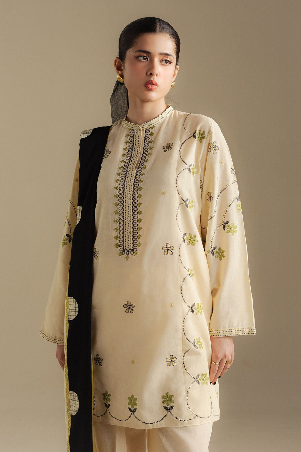 Zara Shahjahan | Coco Winter 25 | Fawn-8B - Luxury Dress - available at Maria Faisal in UK and USA.